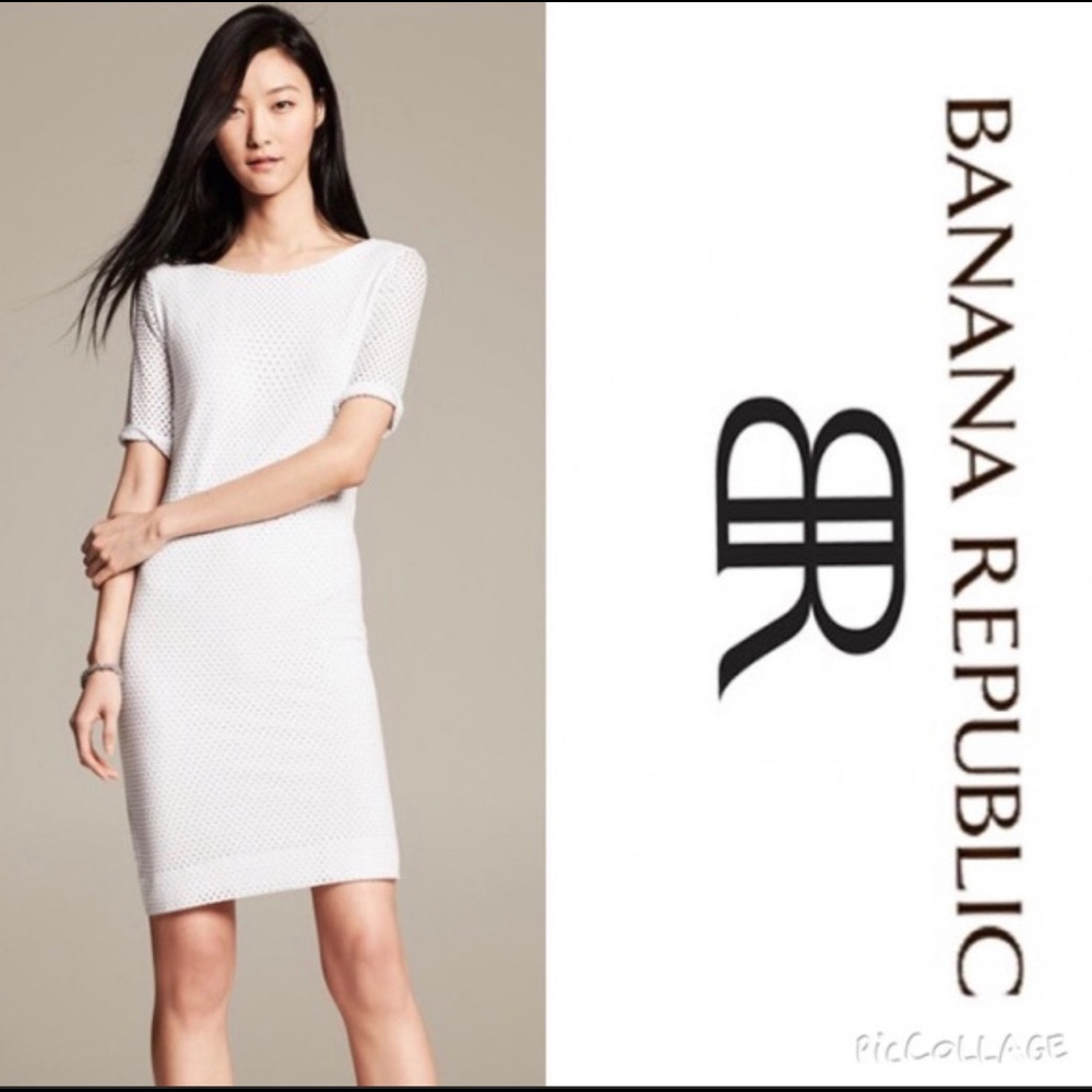 NWT Banana Republic White Perforated Stretch Dress size 6 white party dress